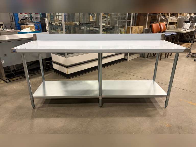 NEW 84" X 30" STAINLESS STEEL WORK TABLE WITH BACKSPLASH AND UNDERSHELF