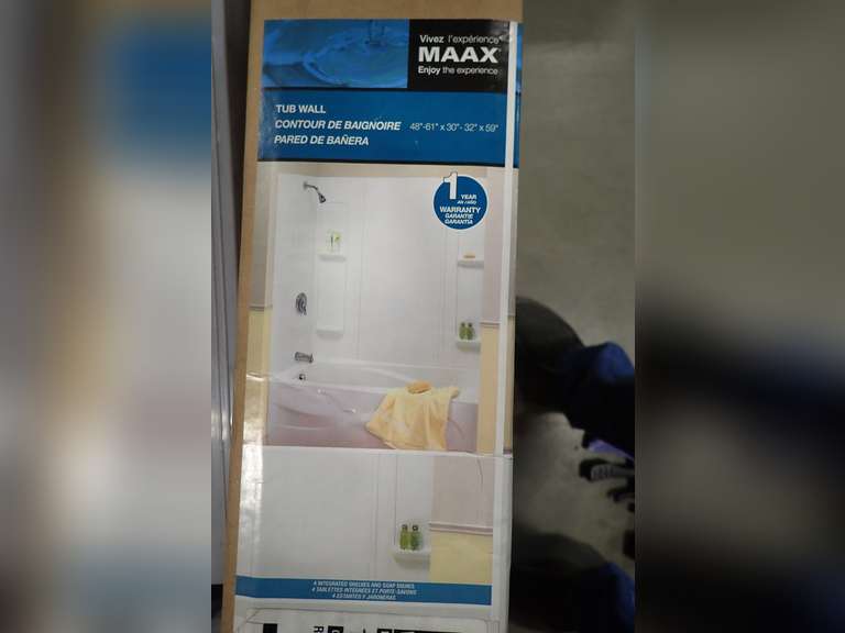 Maax Elan 48-61" x 30-32" x 59" Tub Wall- White.