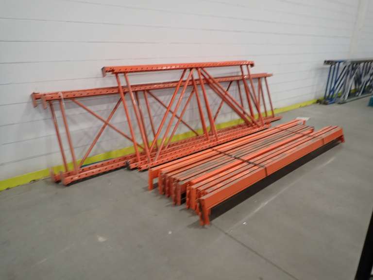 Lot of (4) Asst. Pallet Rack Uprights and (13) Asst. Crossbeams.