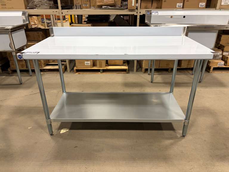 NEW 60" X 30" STAINLESS STEEL WORK TABLE WITH BACKSPLASH AND UNDERSHELF