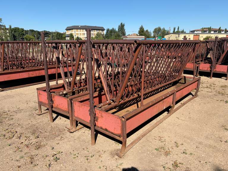 (2) 12' X 4' HEAVY-DUTY STEEL V-RACK LIVESTOCK FEEDERS