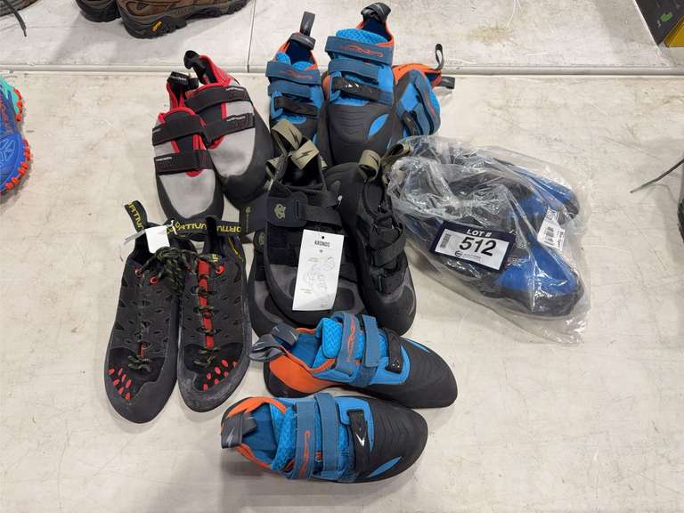 Lot of (8) Pairs of Asst. Climbing Shoes