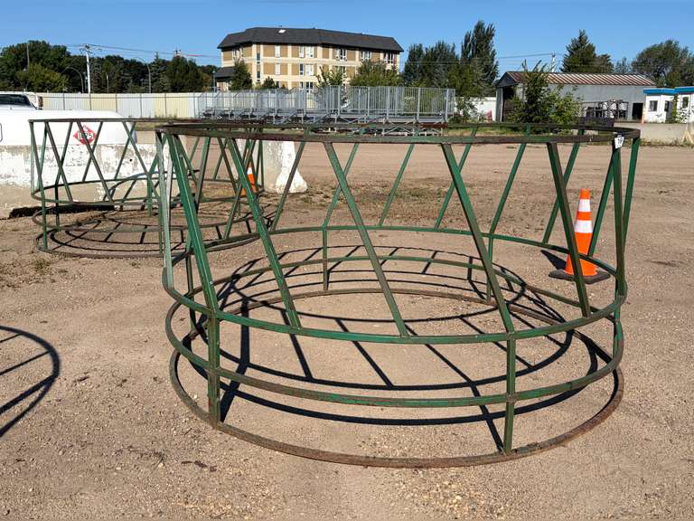 (2) 8' ROUND BALE LIVESTOCK FEEDERS