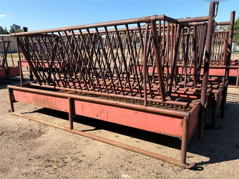 (2) 12' X 4' HEAVY-DUTY STEEL V-RACK LIVESTOCK FEEDERS