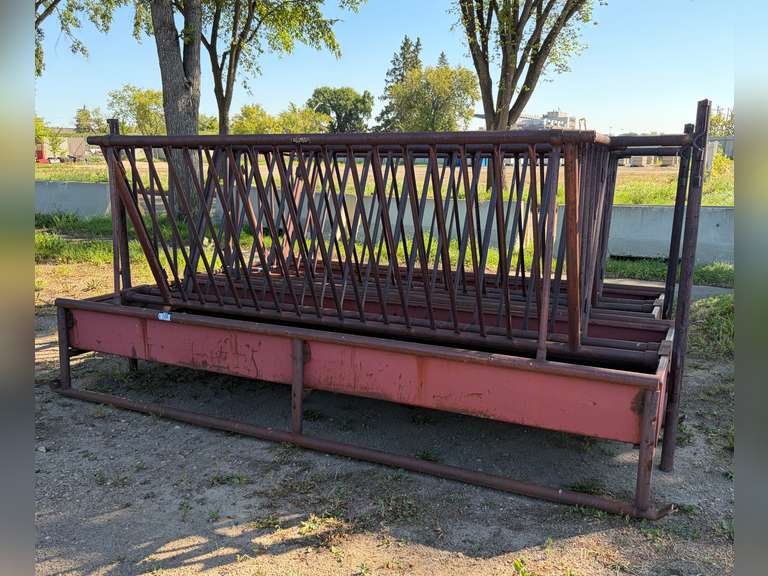 (2) 12' X 4' HEAVY-DUTY STEEL V-RACK LIVESTOCK FEEDERS