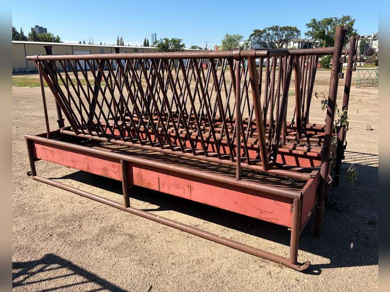 (2) 12' X 4' HEAVY-DUTY STEEL V-RACK LIVESTOCK FEEDERS