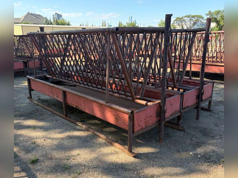 (2) 12' X 4' HEAVY-DUTY STEEL V-RACK LIVESTOCK FEEDERS
