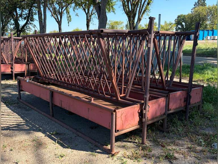 (2) 12' X 4' HEAVY-DUTY STEEL V-RACK LIVESTOCK FEEDERS
