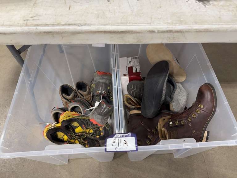 Lot of (2) Plastic Totes of Asst. Footwear