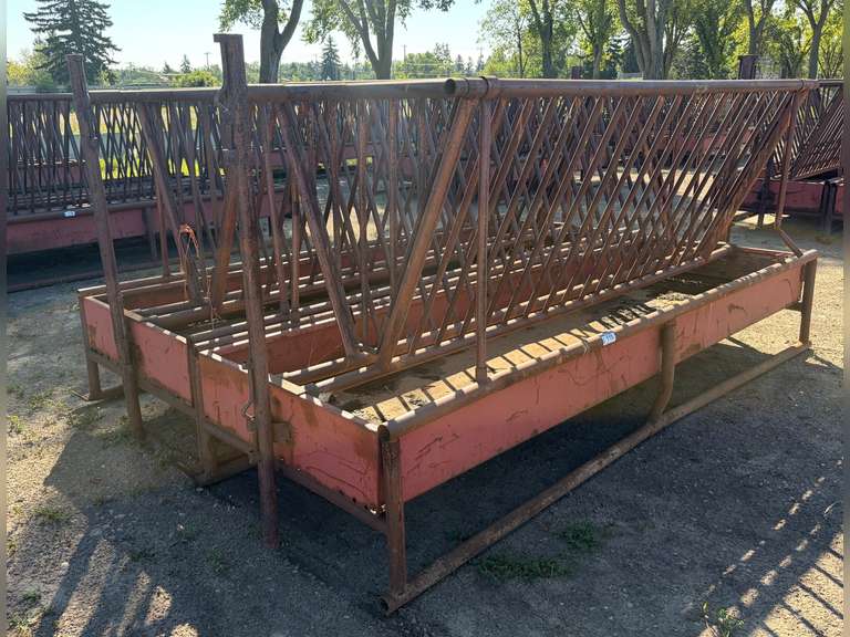 (2) 12' X 4' HEAVY-DUTY STEEL V-RACK LIVESTOCK FEEDERS