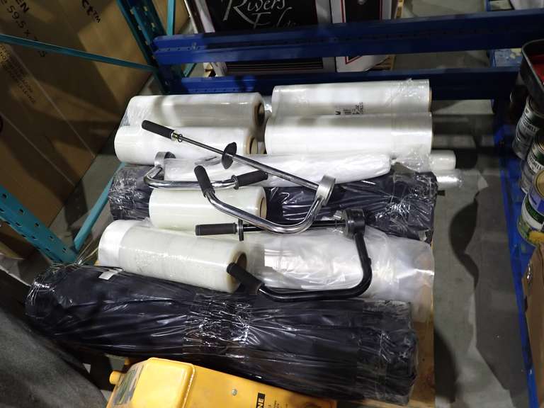 Lot of Shrink Wrap, Shrink Wrap Handles and (3) Rolls Plastic Sofa/Loveseat Furniture Bags.
