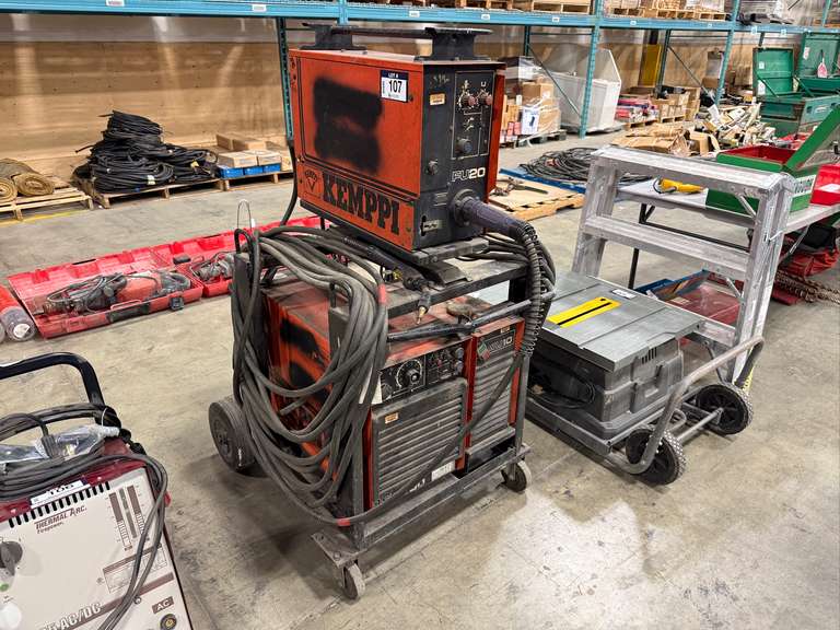 Kemppi PS3500 Welder w/ FU20 Wire Feeder, WU10 Cooler, Cart, etc.