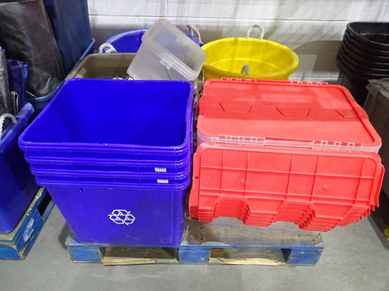 Lot of Approx. (17) Asst. Plastic Bins and Totes.