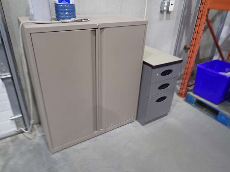Lot of 2-door Storage Cabinet and 3-drawer Pedestal Cabinet.