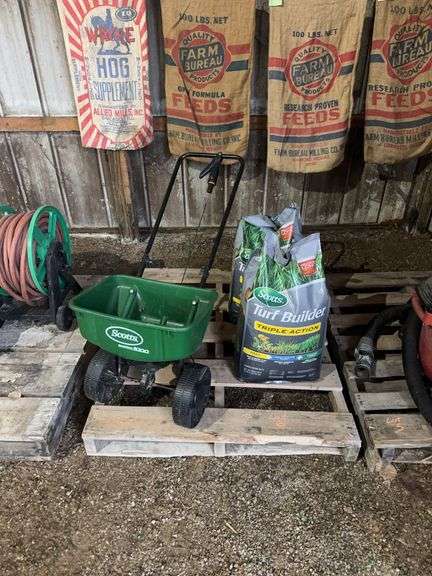 Scott’s push spreader and Turf builder