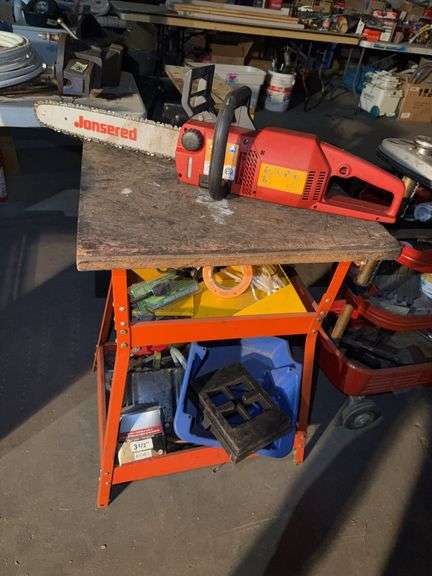 Utility Cart w/ Miscellaneous  and Chainsaw