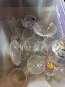 Assorted Wine and Drinking Glass & Wall Mount Lamp