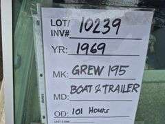 1969 Grew SS195 Motor Boat & Trailer