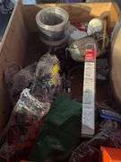 Assorted Blinds, Ceiling Fan & Box of Misc.