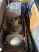 Assorted Blinds, Ceiling Fan & Box of Misc.