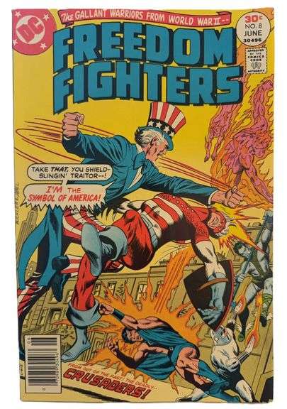 Freedom Fighters #8 (June 1977, DC Comics) – Uncle Sam vs. Shield-Slinging Crusader!