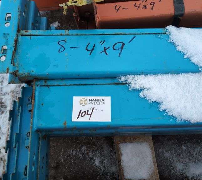 (8) Heavy-Duty Pallet Rack Beams (4" x 9')