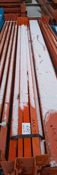 6 Heavy-Duty Pallet Rack Beams – 4" x 8', Orange