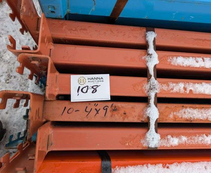 10 Heavy-Duty Pallet Rack Beams – 4" x 9', Orange
