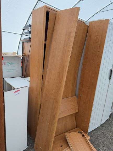 Plastic Storage Unit w/ Iron & Board and Wooden Shelves (2x)