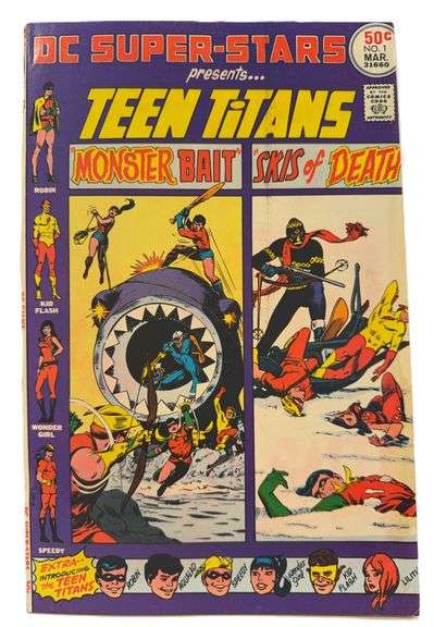 DC Super-Stars Presents Teen Titans #1 (March 1976) – Bronze Age Giant Featuring “Monster Bait” & “S