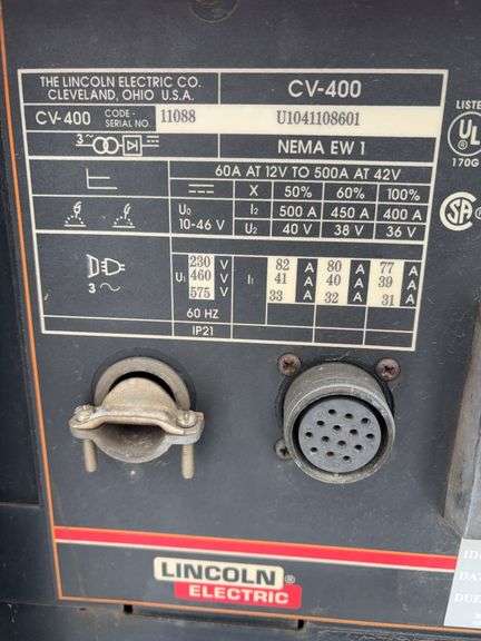 Lincoln Electric CV-400 Industrial Welder – 500A DC, 230/460/575V,