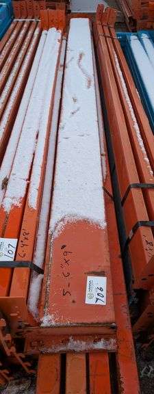 5 Heavy-Duty Pallet Rack Beams – 6" x 9', Orange
