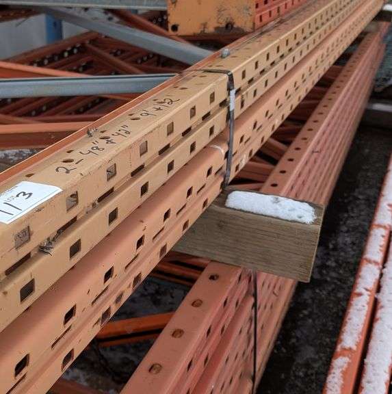 (2) Heavy-Duty Pallet Rack Uprights (48" x 9' & 42" x 12'))