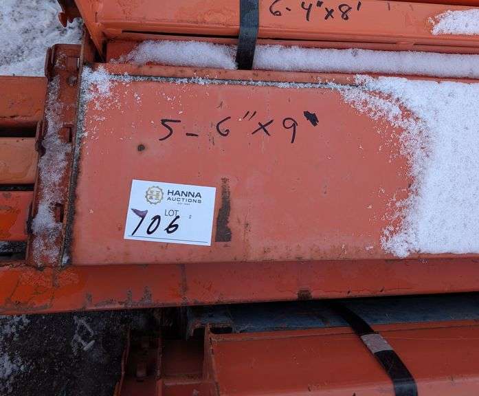 5 Heavy-Duty Pallet Rack Beams – 6" x 9', Orange