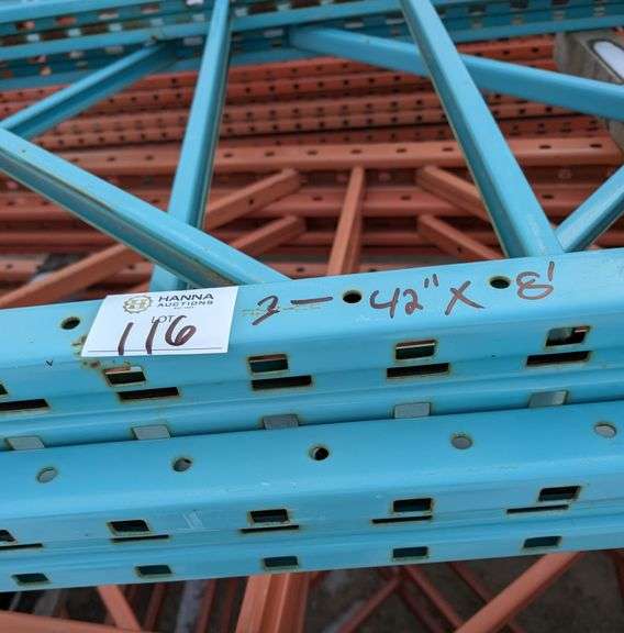 (3) Heavy-Duty Pallet Rack Uprights (42" x 8')
