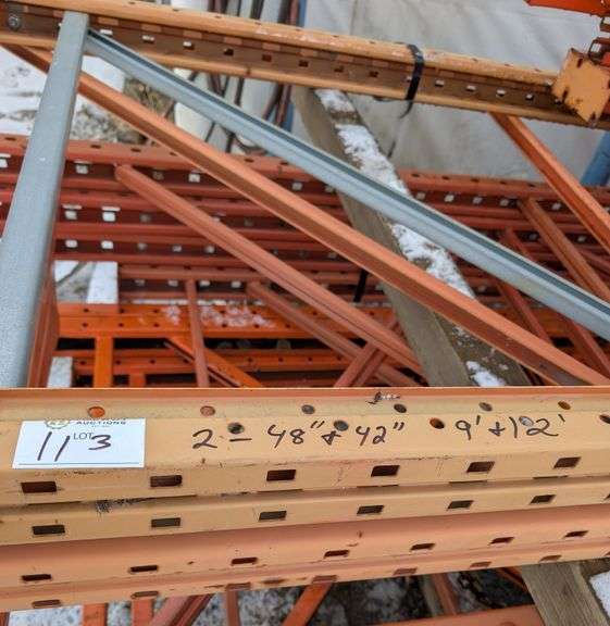 (2) Heavy-Duty Pallet Rack Uprights (48" x 9' & 42" x 12'))