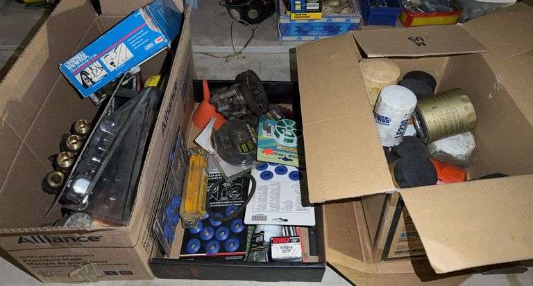 Brake Master Cylinder, Box of Oil Filters, Tools & Misc.Hardware