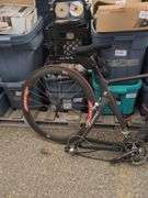 Assorted Sports Gear, Bike/Running Shoes, and Disassembled Bicycle