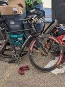 Assorted Sports Gear, Bike/Running Shoes, and Disassembled Bicycle