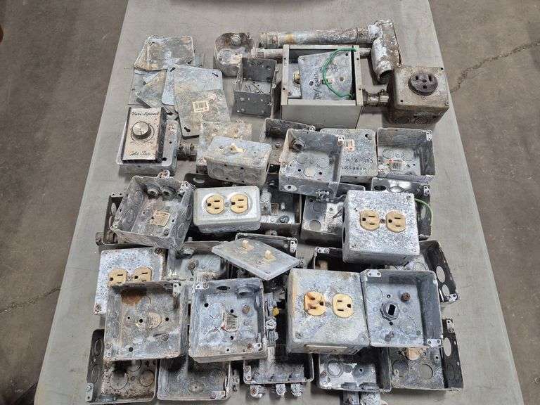 Assortment of Electrical Juction Boxes, Switches, Plugs, Conduit, etc.
