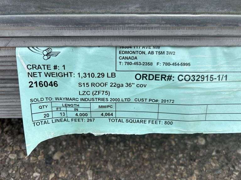 Lot of 22ga Corrugated Metal (12’Lx35”W)