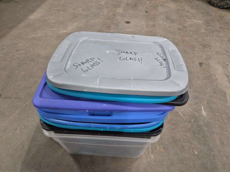 Corded Tools, Yellow Milk Crate & Misc Plastic Bins