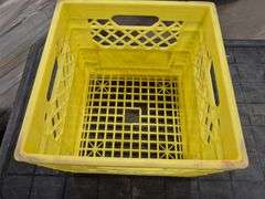 Corded Tools, Yellow Milk Crate & Misc Plastic Bins