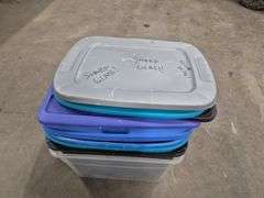 Corded Tools, Yellow Milk Crate & Misc Plastic Bins