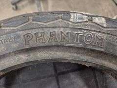 2 Motorcycle Tires (Pirelli Phantom Size 100/90H16 MT59, Dunlop Arrowmax Size 110/90-16-59)(Unused)