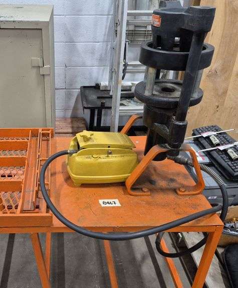 Hydraulic Kwik Crimp Machine on a Rolling Cart with Foot Pedal