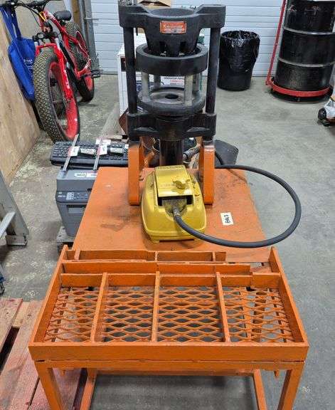 Hydraulic Kwik Crimp Machine on a Rolling Cart with Foot Pedal