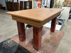 1 Large Work Bench with Removable Metal Plate for Welding (55"W x 31"D x 36"H), 1 Smaller Work Bench