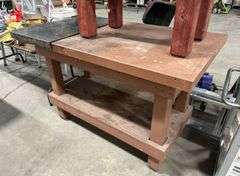 1 Large Work Bench with Removable Metal Plate for Welding (55"W x 31"D x 36"H), 1 Smaller Work Bench
