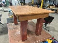 1 Large Work Bench with Removable Metal Plate for Welding (55"W x 31"D x 36"H), 1 Smaller Work Bench